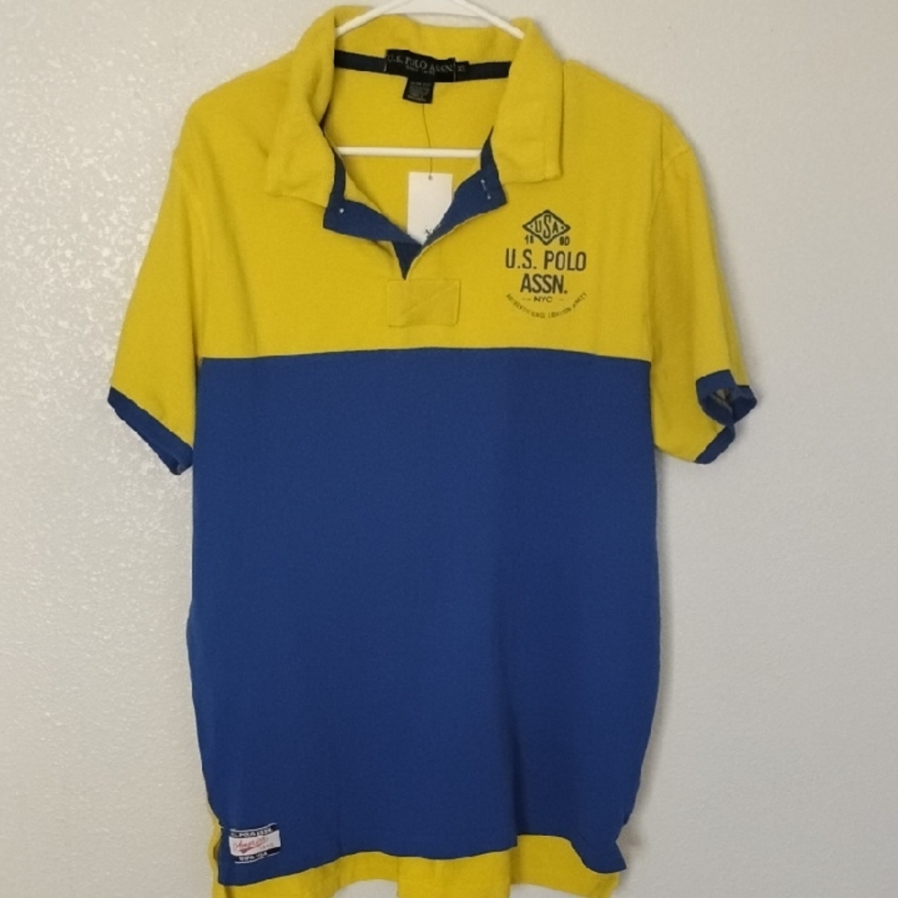 U.S. Polo Assn. Decorative Yellow and Blue Polo Shirt